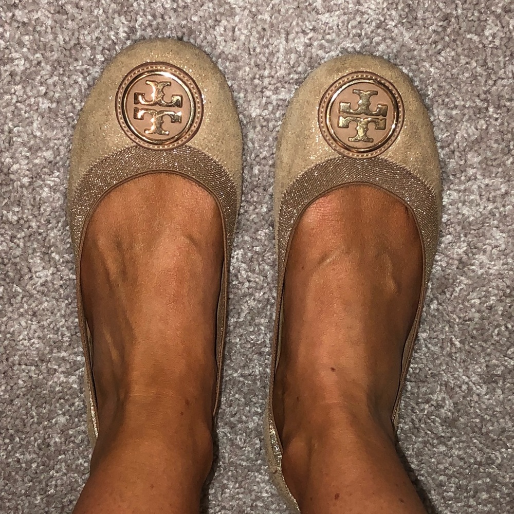 Gold Tory Burch Caroline flats size 8.5
